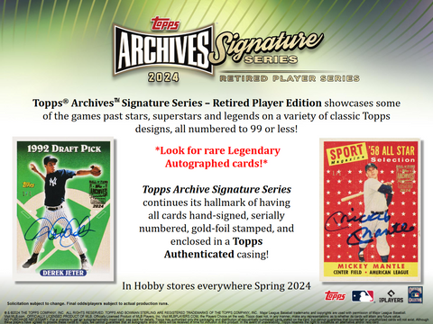 PRE-ORDER: 2024 Topps Archives Signature Series Retired Player Edition Baseball Hobby 20-Box Case