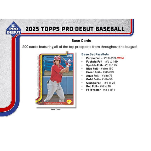 2025 Topps Pro Debut Baseball Hobby Box