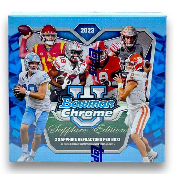 2023 Bowman University Chrome Football Sapphire Edition Box