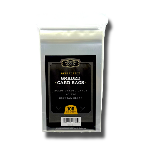Cardboard Gold Resealable Graded Card Bags 100ct. Pack HOFBC Cardboard Gold Resealable Graded Card Bags 100ct. Pack HOFBC