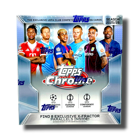 PRE-ORDER: 2025-26 Topps Chrome UEFA Club Competitions Mega Box