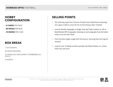 PRE-ORDER: 2025 Panini Donruss Optic Football Hobby Box