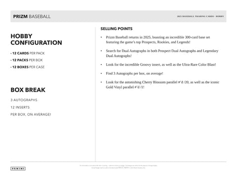 2025 Panini Prizm Baseball Hobby Box