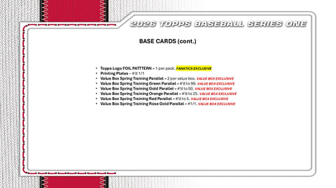PRE-ORDER: 2026 Topps Series 1 Baseball Value 40-Box Case
