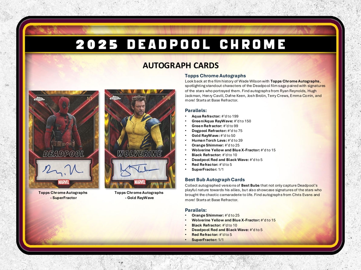 2025 Topps Chrome Marvel Deadpool Value Box – HOFBC