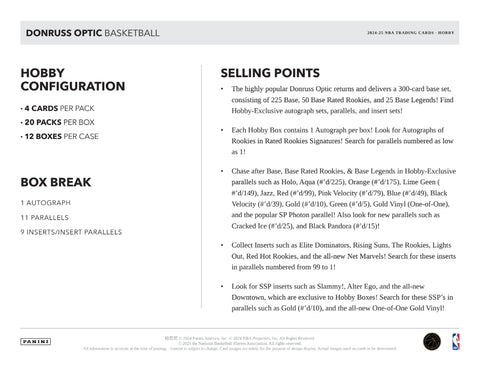 2024-25 Panini Donruss Optic Basketball Hobby Box