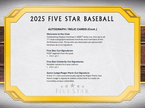 2025 Topps Five Star Baseball Hobby Box