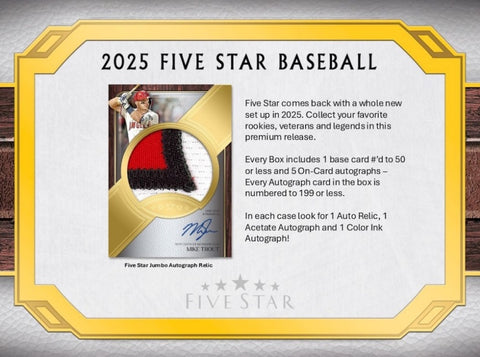 2025 Topps Five Star Baseball Hobby Box