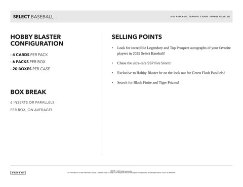 2025 Panini Select Baseball Hobby Blaster
