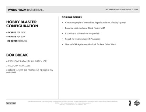 PRE-ORDER: 2026 Panini Prizm WNBA Hobby Blaster Box