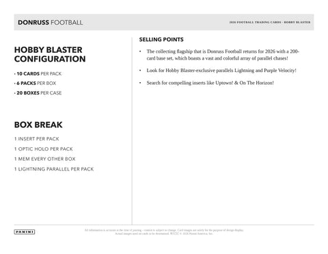 PRE-ORDER: 2026 Panini Donruss Football Hobby Blaster Box