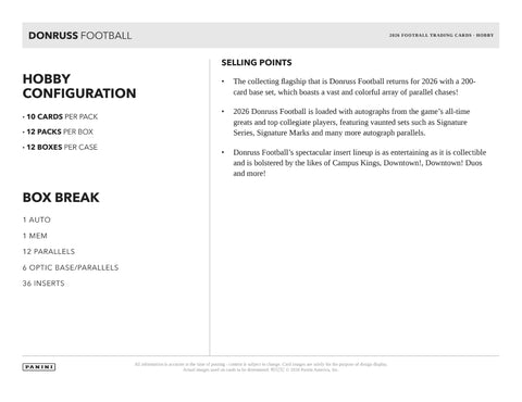 PRE-ORDER: 2026 Panini Donruss Football Hobby Box
