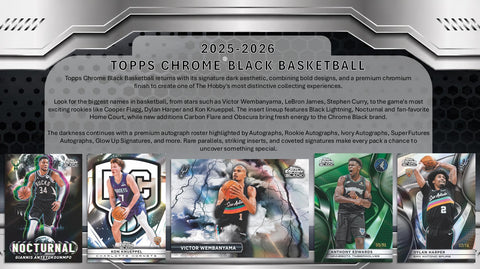 PRE-ORDER: 2025-26 Topps Chrome Black Basketball Hobby Box