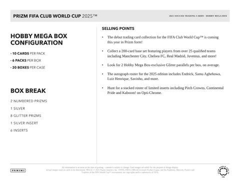 2025 Panini Prizm FIFA Club World Cup Soccer Hobby Exclusive Mega Box
