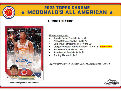 2023 Topps Chrome McDonald's All-American Basketball Hobby Box