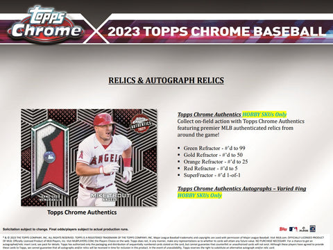 2023 Topps Chrome Baseball Hobby Box