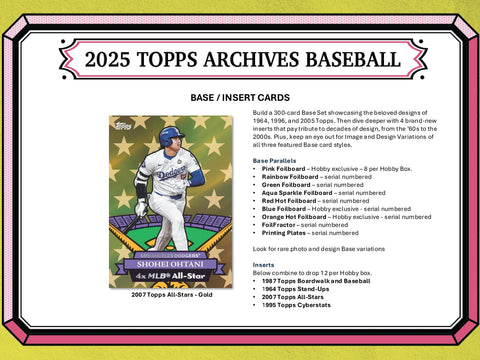PRE-ORDER: 2025 Topps Archives Baseball Hobby Box