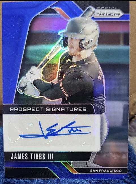 2025 Panini Prizm James Tibbs III Blue Auto /49