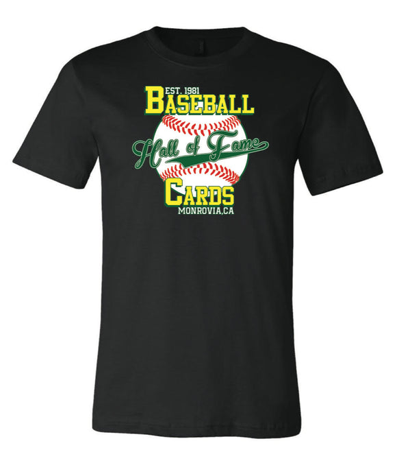 Hall of Fame Baseball Cards 4-Color Logo Black T-Shirt